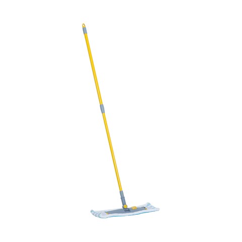 APEX MICROFIBRE FLAT MOP  WITH A WIDE CLEANING SURFACE AND ERGONOMIC HANDLE.