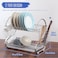 Aoguzhao 2 Tier Stainless Steel Dish Rack Metal Dish Drainer With Removable Drain Board And Utensil Holder Cup Holder Dish Drainer For Kitchen Counter Top