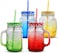 Mason Jars 4 pcs sett,Canning Jars with Sealed and Straw Lid, Ideal for Juice, Jam, Honey and Mojito, Wedding Favors, Shower Favors, Baby Foods