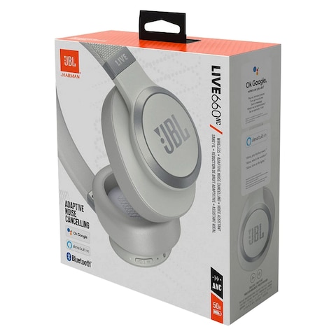 JBL Live 660NC Wireless Over Ear Noise Cancelling Headphones White