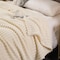 Luna Home Throw Striped Blanket Super Soft, White Color