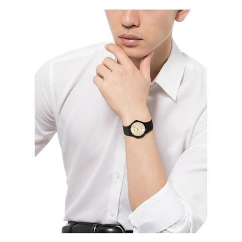 Casio MQ-249ELDF Gold Dial Resin Analog Wristwatch