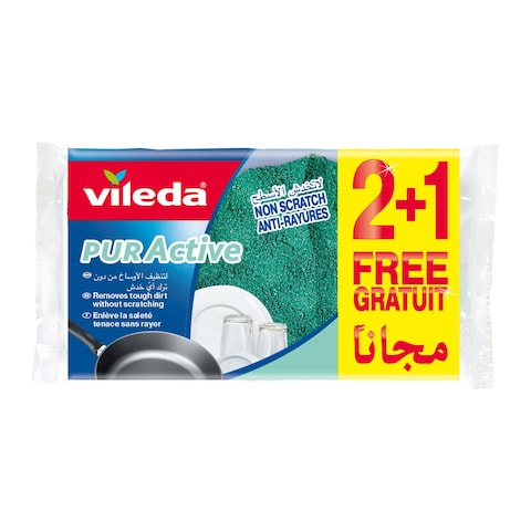Vileda Pure Active Non-Scratch All Purpose Scourer Green 2 PCS