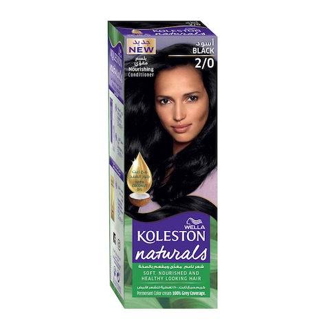 Buy Wella Koleston Naturals Hair Colour Cream 2/0 Black 50ml in Saudi Arabia