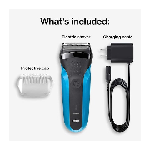 Braun Series 3 Wet and Dry Electric Shaver for Men - Blue - 310S