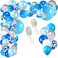 Party Time 130pcs Blue Balloon Garland Arch Kit, with Blue, White, Silver Metal Latex and Blue Confetti Balloons, for Background Backdrop Decoration of Baby Shower, Wedding, Birthday Party Decoration
