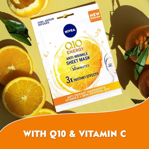 NIVEA Face Sheet Mask Q10 Plus C Anti-Wrinkle Vitamin C 1 Mask