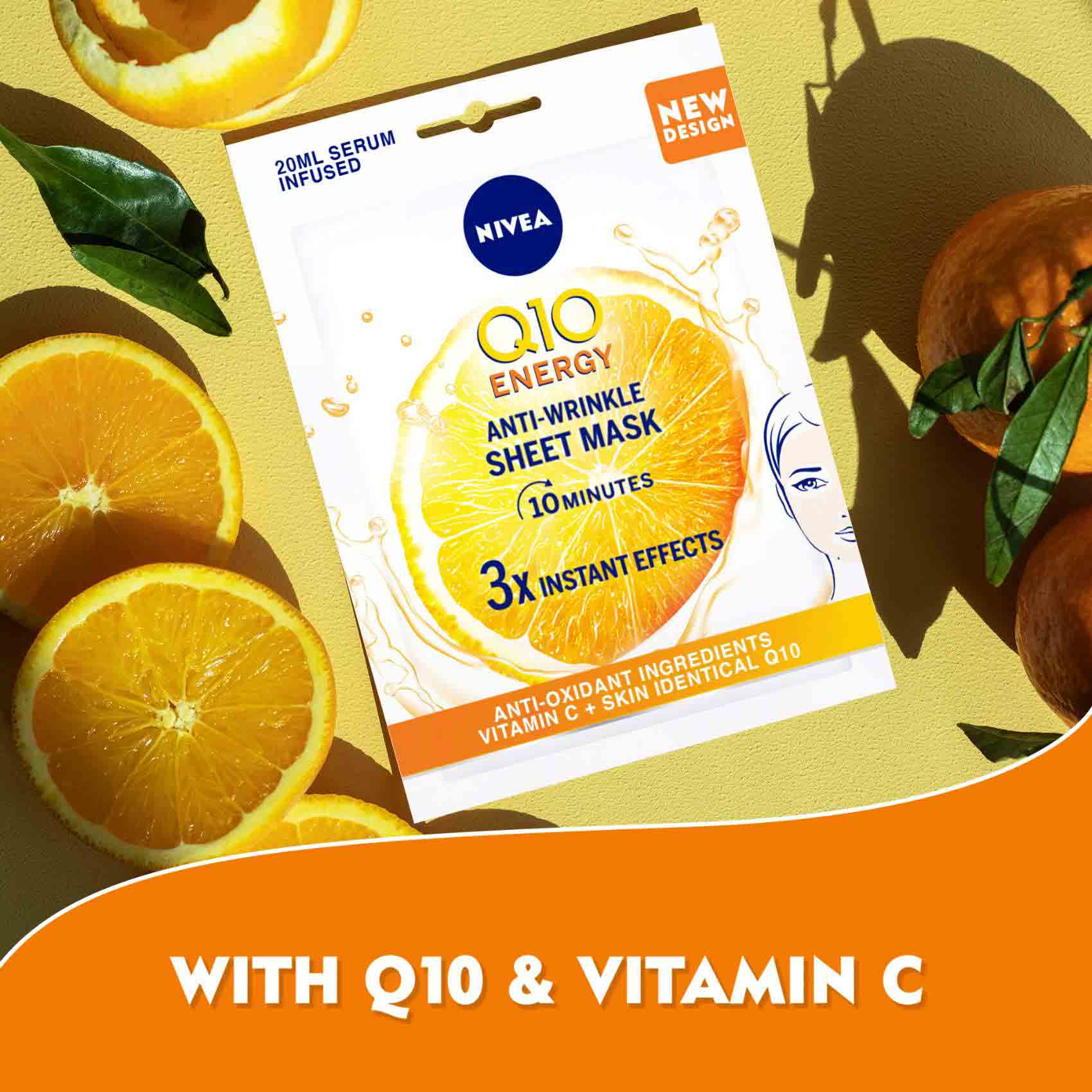 NIVEA Face Sheet Mask Q10 Plus C Anti-Wrinkle Vitamin C 1 Mask