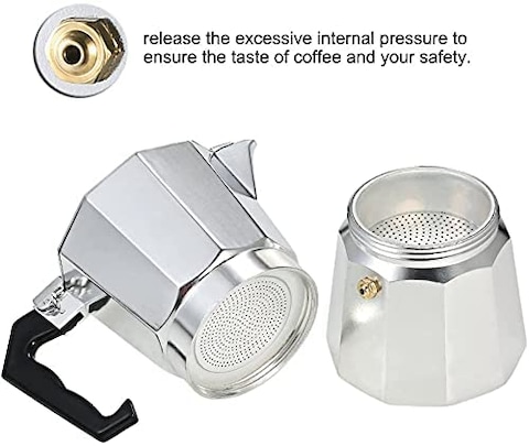 Generic Selecto 6 Cup Aluminium Espresso Coffee Stovetop, Percolator, Mocha Pot, For Both Gas &amp; Electric Stove (6 Cup)