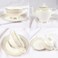 XIANGYU Dinner Set Porcelain Gold, 115pcs tea set; 10'5 flat plate- (12) , 8' soup plate- (12) 8' flat plate- (12), 7'5 flat plate- (12) 6' salad bowl- (12), 'tea pot (1set)- (2) Tea cup/Saucer(12set)