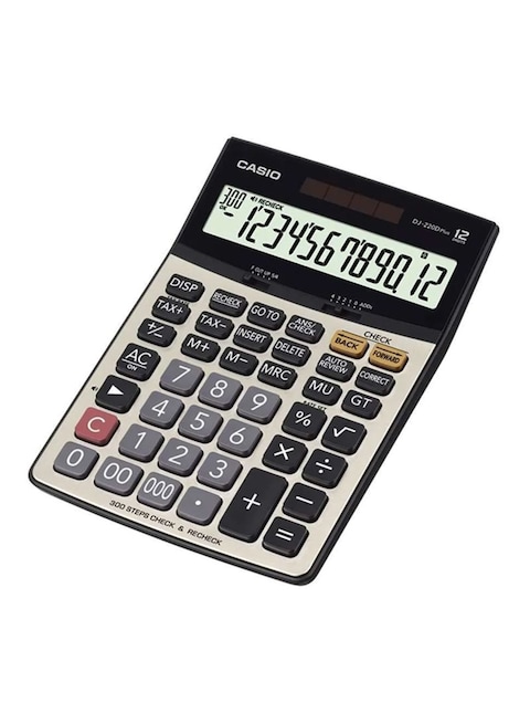 Casio 12 Digit Financial And Business Calculator DJ 220D Plus Silver Black Grey