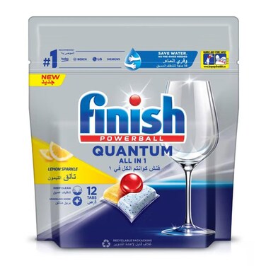 Finish Quantum Dishwasher Tablets with Lemon Scent - 12 Tablet