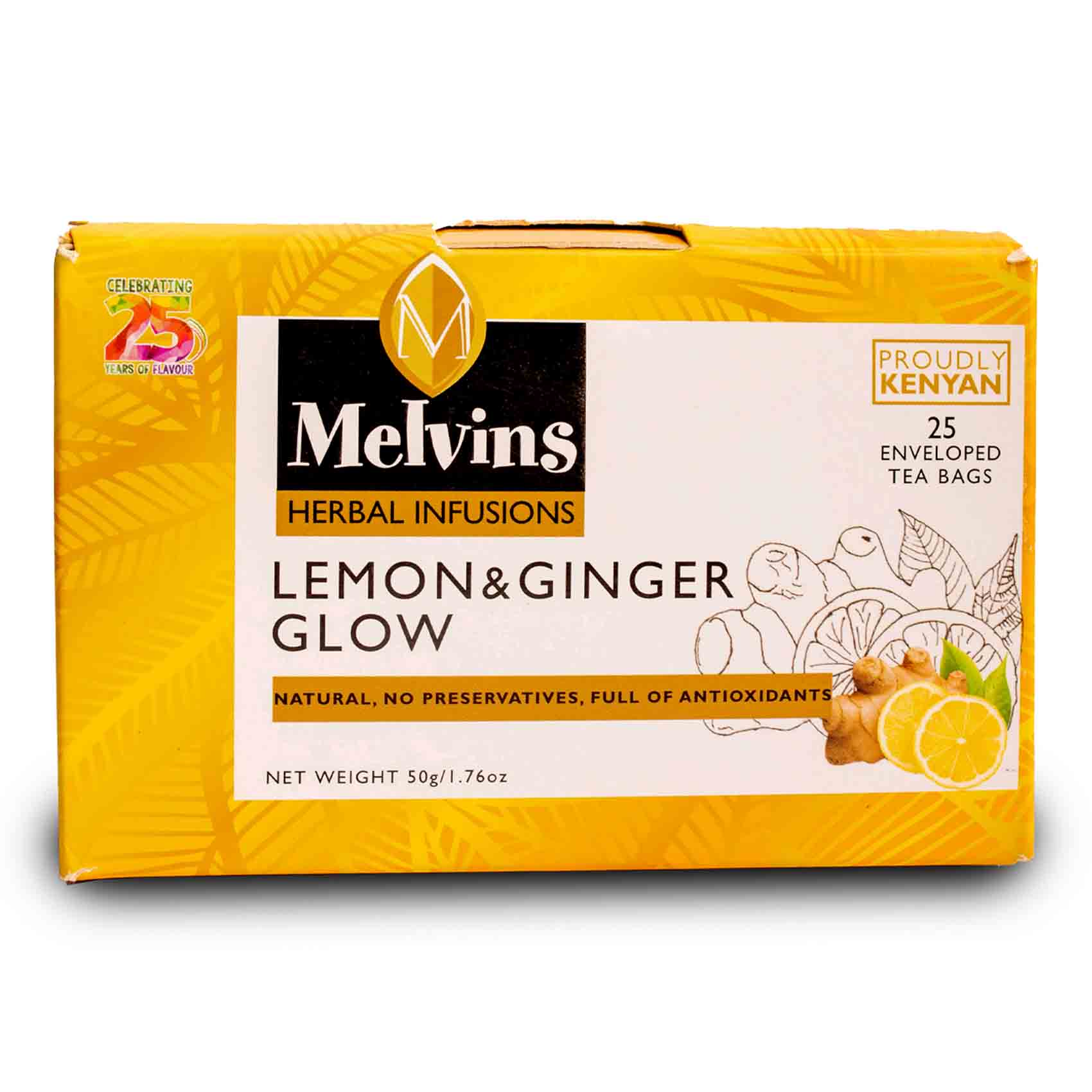 Melvins Lemon and Ginger Tea Bags 25 Count