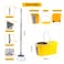 Esqube Classic Spin Mop Yellow Bucket Set with Pull Handle, Wheels