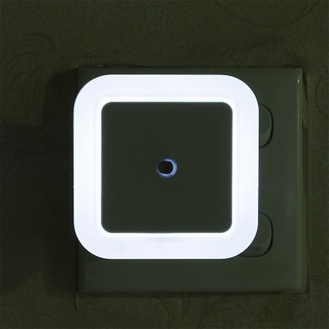 Decdeal - 6pcs Square Light Sensor Baby Room Nursery White LED Night Light Wall Nightlight AC110V-220V