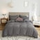 Luna Home Washable Cotton 6 Piece King Size Duvet Cover Plain Design, Plain Dark Gray Color