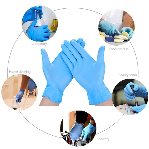 Generic-Disposable Nitrile Gloves Powder Free Latex Free Gloves Protective Glove for Home Cleaning Restaurant Kitchen Catering Laboratory Use 100PCS/Pack