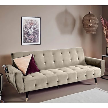 In House Montella 2 In 1 Sofabed Linen Upholstered - Light Beige