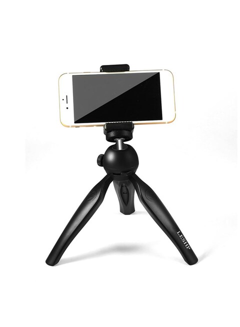 Leshp - 3 Piece Mini Tripod Phone Holder Selfie Stick Set Black