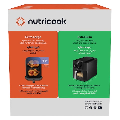 Nutricook Slim Air Fryer NC-AFS200 Black Extra Large 7.6L