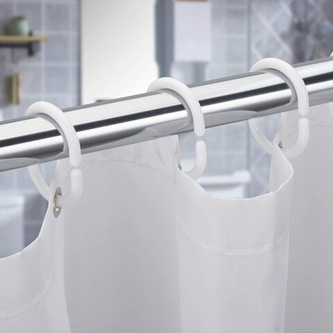 Lavish 24 Pcs Shower Curtain Rings Plastic Shower Curtain Hooks For Bathroom Shower Rod - White