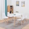 LANNY Eames White Dining Set(1+4): Wood Rectangle Table-T6+Plastic Seat Wood Leg Chair-1618, Modern Eating Furniture for Living Room/Desk/Office/Meeting Room/Kitchen/Lounging/Cafeterias