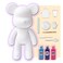 DIY PAINT YOUR OWN BEARBRICK BEAR FIGURE KIT (7 inch - 18 cm) Pour Over Acrylic Fluid Paint and create a unique display piece. COLORS: Light-Blue, Dark-Purple, Fluorescent-Pink