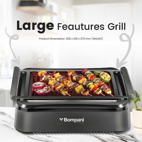 Bompani Smokeless Indoor Infrared Grill, Excellent Performance - BBQ007 Black