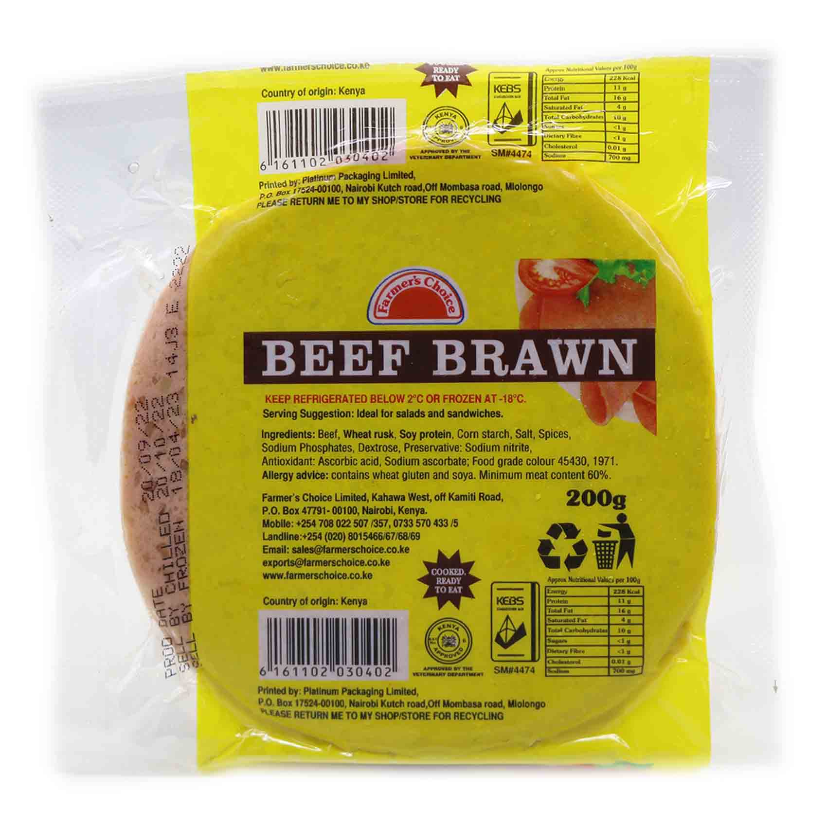 Farmer&#39;s Choice Beef Brawn Slice 200g