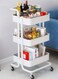 3 Tier Rolling Utility Organizer Rack Craft Art Cart Multi-Purpose Organizer Shelf for Office Bathroom Kitchen Laundry Room White