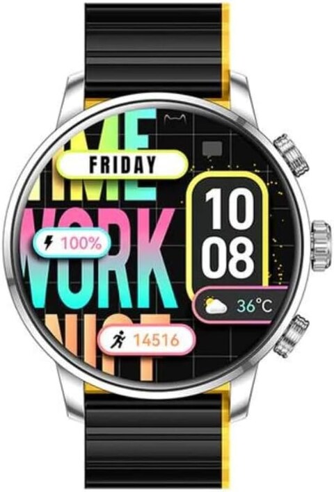 Kieslect Kr2 Smart Calling Watch with dual core triple speed - silver/yellow
