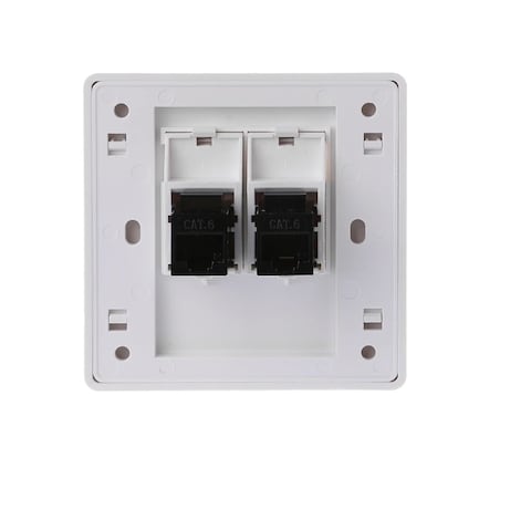 DKURVE&reg; RJ45 Faceplate Cat6 1 Port RJ45 Socket Network UK Plate Dual Port