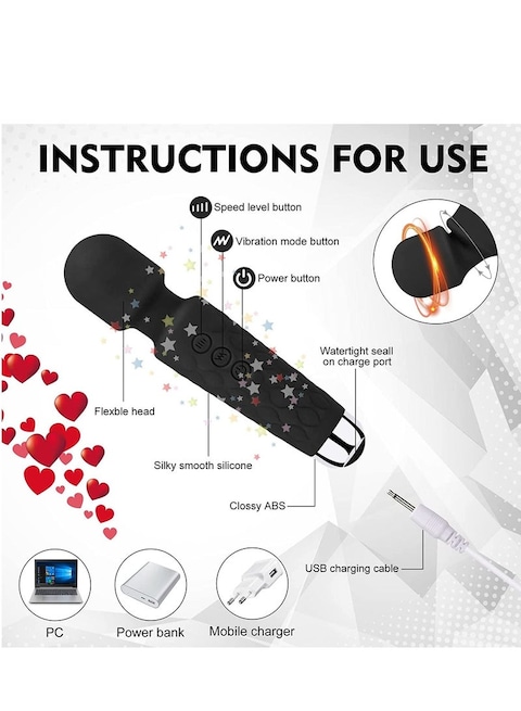Generic Portable Waterproof Handheld Cordless Vibration Massager For Back Neck Shoulder Sports Recovery Muscle Aches, Black