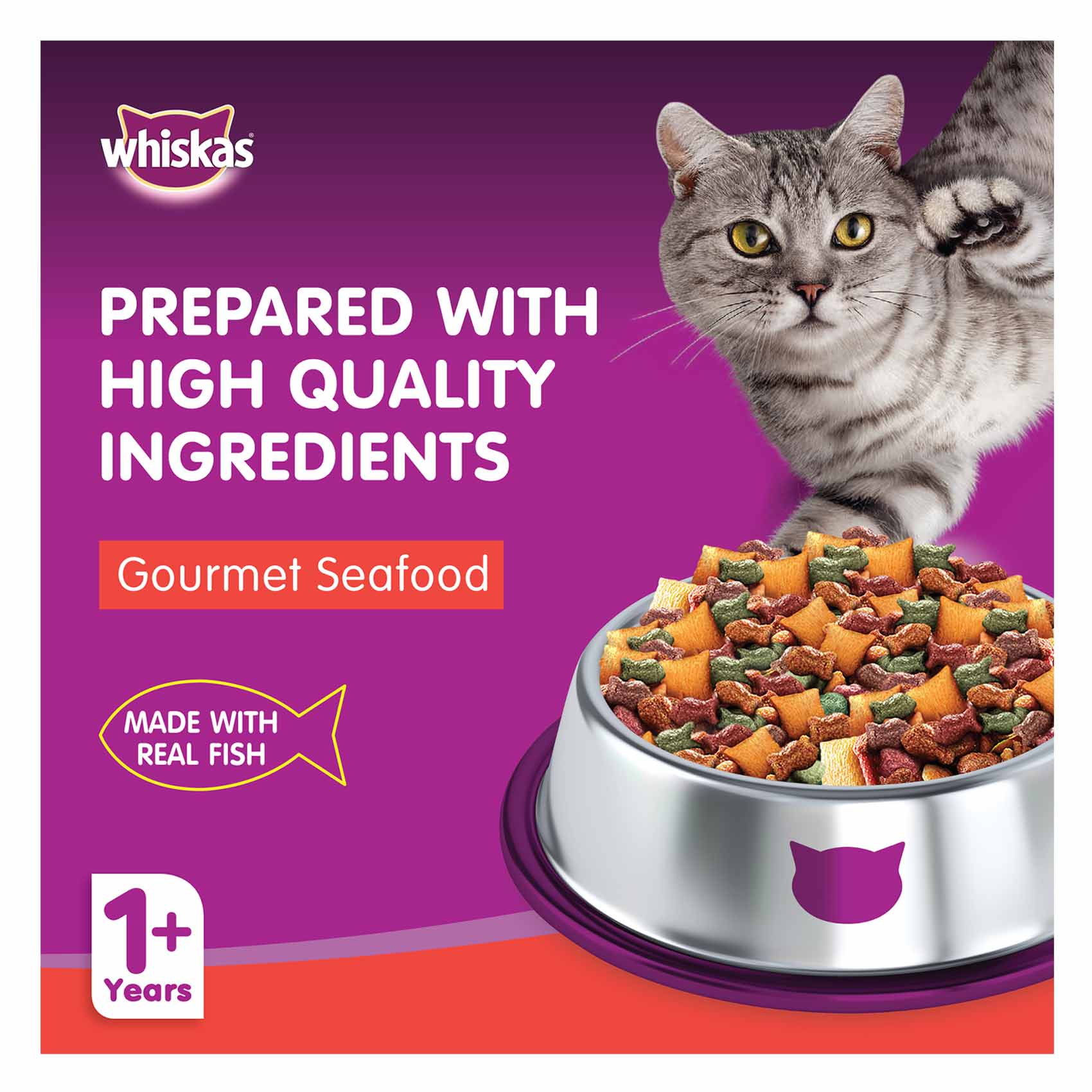 Whiskas Gourmet Seafood Dry Food, Bag of 3kg