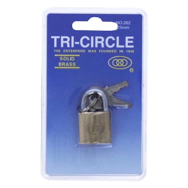 Tri Circle Padlock Brass 25mm