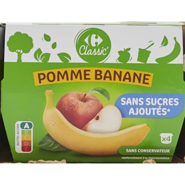 Carrefour Apple And Banana Compote Without Sugar 100g Pack of 4