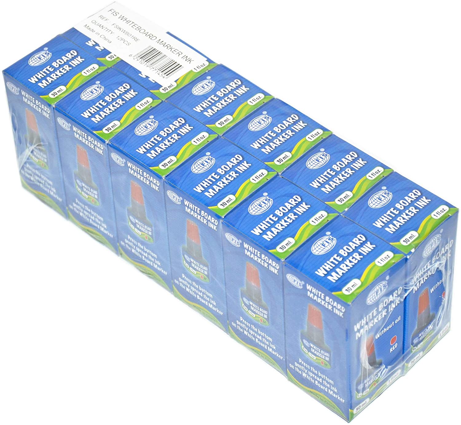 Buy Generic 12-Piece Fis White Board Marker Inks 30 ml, Red Color ...