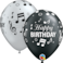 11" Birthday Musical Assorted Onyx Black &amp; Silver 25ct