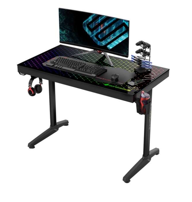 Eureka Ergonomic Tempered Glass RGB Gaming Desk