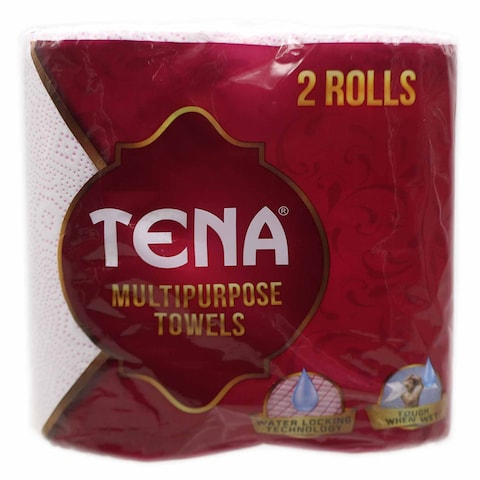 Tena Super Strong And Absorbent 2 Ply Kitchen Rolls White 2 Pieces