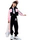 Mei Homecenter Girl's 2 Piece Outfit Long Sleeve Track Jacket and Pant Long Set, 13-15 Years, Black &amp; Pink