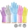 ZALCOON Silicone Dishwashing Gloves Reusable Rubber Cleaning Gloves, Dishwashing Gloves Silicone Glove Brush, Washing Gloves for Kitchen, Housework, Car, Bathroom, Clothes, Pet (Pink)