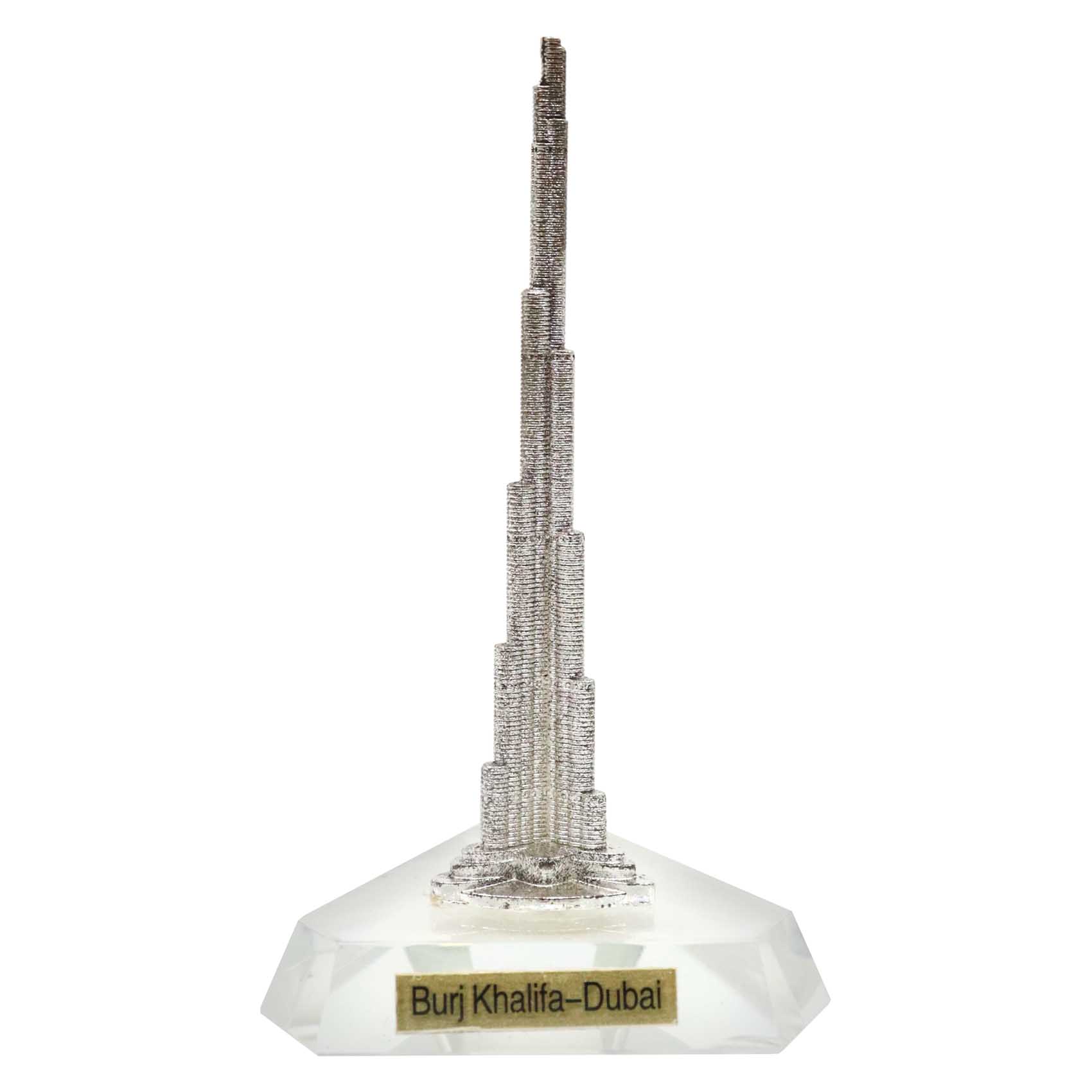 قطعة زينة معدنية صغيرة بتصميم برج خليفة - فضي وأبيض