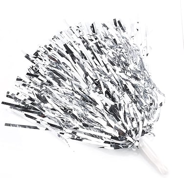 Vbestlife - Cheerleading Poms 12 Pcs Pompoms Cheer Costume Accessory For Party Dance Sports (Silver)