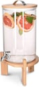 1CHASE Borosilicate Glass Drink Dispenser With Spigot And Wooden Stand 8 Litre