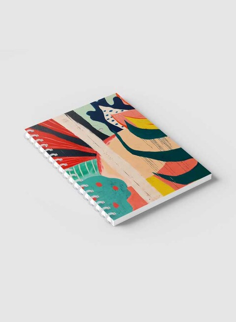 Lowha Spiral Notebook With 60 Sheets And Hard Paper Covers With Mixed Hand Paint Design, For Jotting Notes And Reminders, For Work, University, School