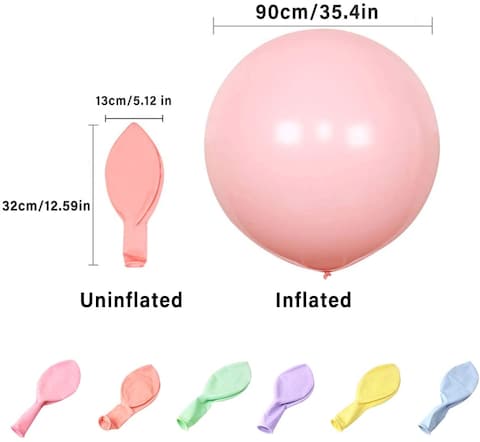 Party Time 6-Pieces Multicolor 36 inch Pastel Balloons Large Round Macaron Balloons Big Colorful Latex Balloons for Photo Shoot Wedding Baby Shower Birthday Party Decorations - Party Supplies