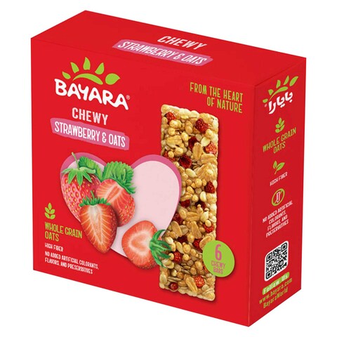 Bayara Strawberry and Oats Chewy Soft Bar, 30g Pack of 6