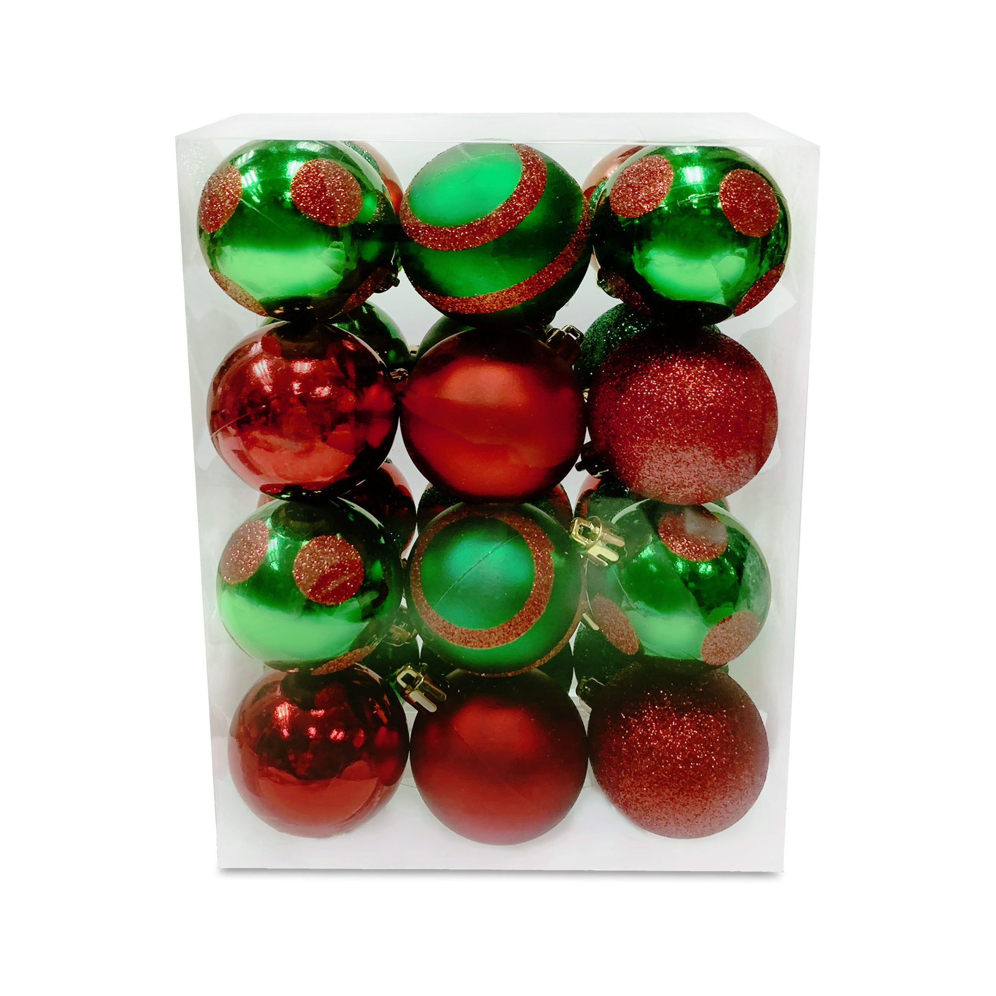 Christmas Magic-Christmas Balls Shiny Matt Glitter Assorted R/Gr 5cm 24pcs&lt; &gt;Red/Green&lt; &gt;5 cm&lt; &gt;Any Ages&lt; &gt;