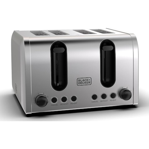 Black + Decker Toaster 4 Slices 2100 Watt - Silver - ET444